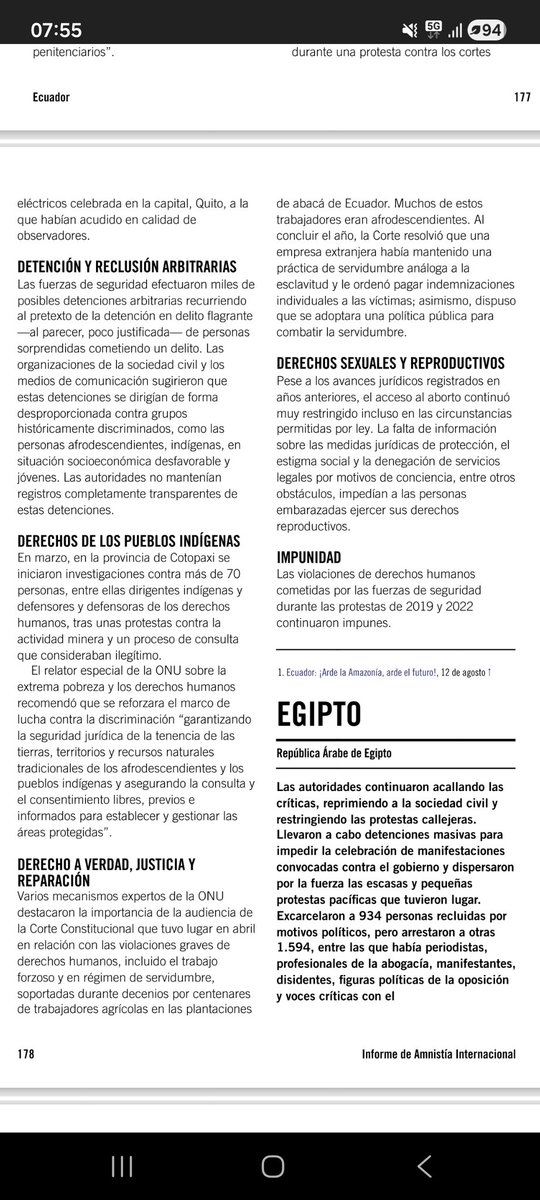 REDCI_Ecuador's tweet photo. Amnistía Internacional, en su informe de 480 páginas sobre la Situación de los Derechos Humanos en el mundo, publicado en el 2025, advierte que en la región de las Américas se seguía estigmatizando, hostigando y agrediendo a los
defensores y defensoras de los derechos humanos con prácticas como la detención
arbitraria, las campañas de difamación, la desaparición forzada, el desplazamiento forzado,
la vigilancia ilegal, el homicidio, las amenazas, la tortura y los juicios sin las debidas
garantías. También dedicó varias paginas respecto a Ecuador.