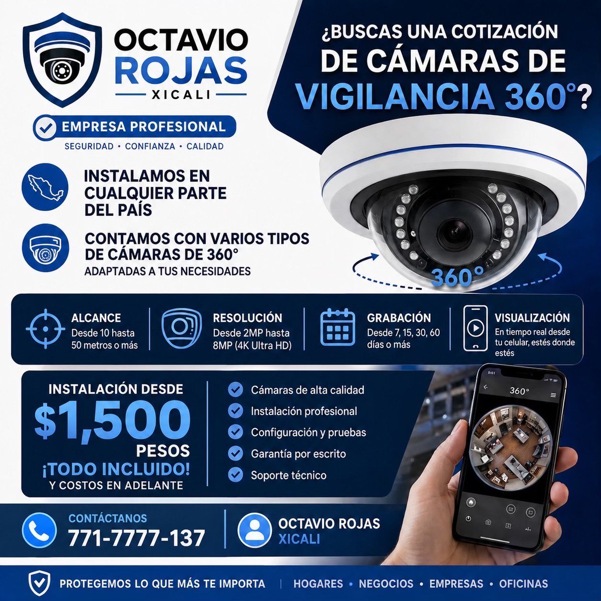 limpiotucompu's tweet photo. Buscas instalación de cámaras de vigilancia 360° en Pachuca o en México? 📹
En @limpiotucompu ofrecemos sistemas profesionales con monitoreo desde tu celular, distintas resoluciones y grabación personalizada.

📲 Cotiza: 771-7777-137 https://t.co/nar76fYGcl