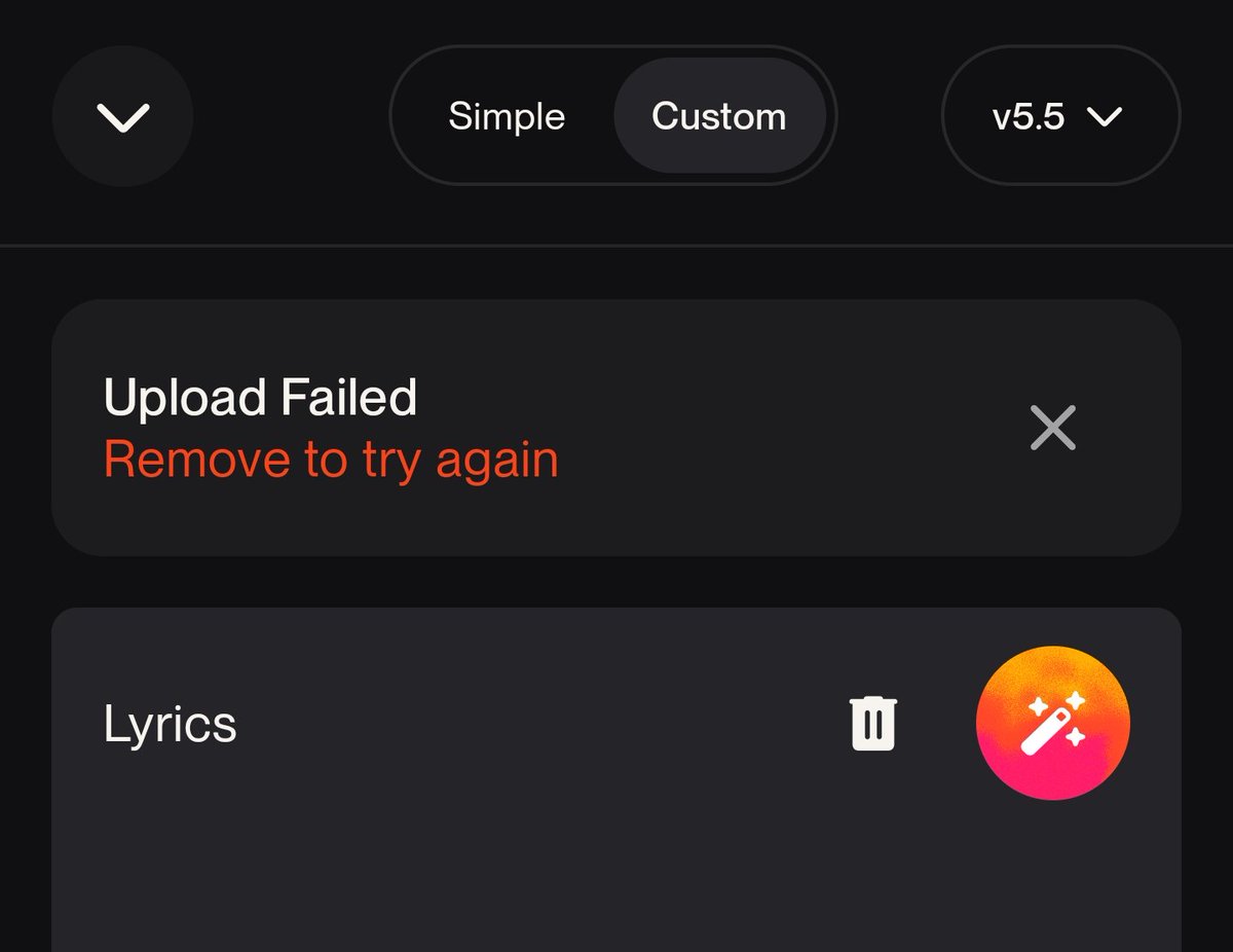 NaturalGus's tweet photo. @suno_ai_ I've been trying to get support to fix this upload problem and nobody is helping. The suno support is just some random AI model thwt does nothing to address the issue and just says they logged it for review or something. That does nothing for us paying suno users. https://t.co/aufi5voamK
