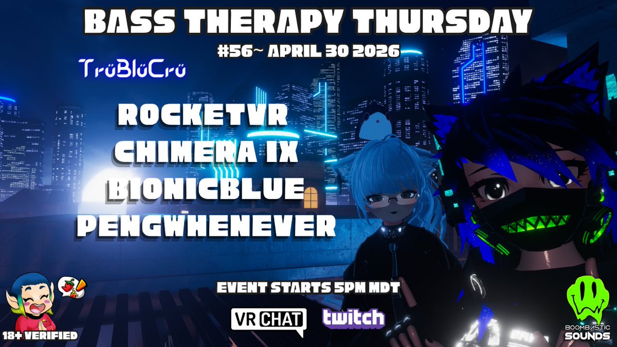Chimera_IX's tweet photo. Bringing the beats and wubs tonight for TruBluCru - Bass Therapy Thursday! <3

Set at 7:30 PM CST

https://t.co/HhPozcRQlr
https://t.co/Pg99ToKPaa
https://t.co/8HoCxn97BX
https://t.co/aDrAz55aev https://t.co/rAdotjAd2H