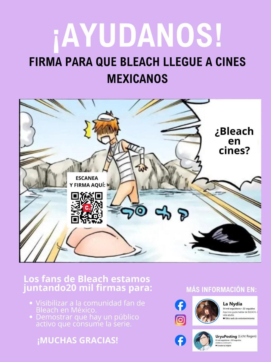 ¡Firmen la petición! Y ayuden a que BLEACH llegue a cines mexicanos