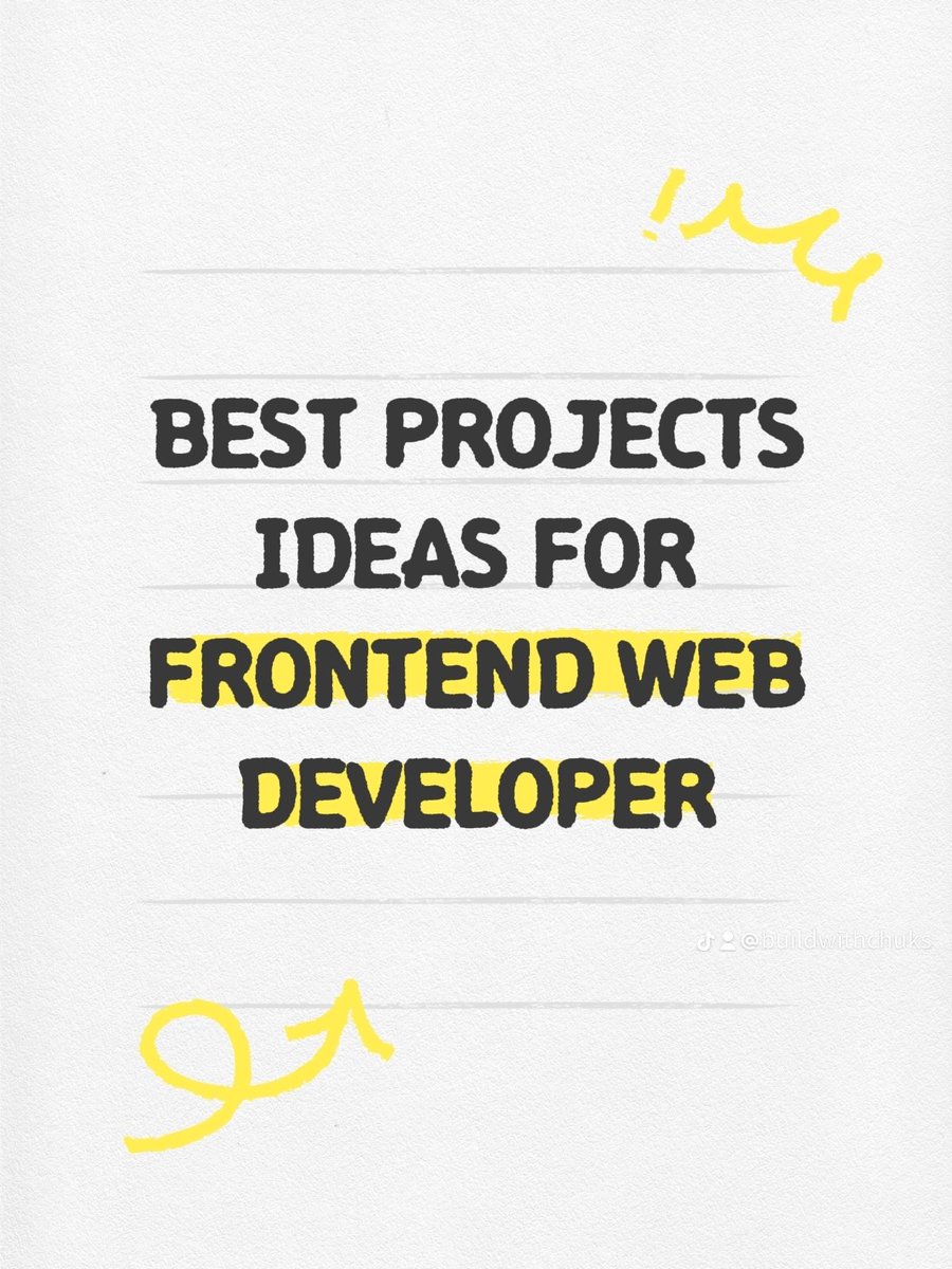 buildwithchukz's tweet photo. Here's best project ideas to work on as a frontend web developer 

#frontenddevelopment #webdevelopment #websitetips #codingtips #codingforbeginners 
#htmlcss #javascript #codingprojects https://t.co/Sn5zgowJJb