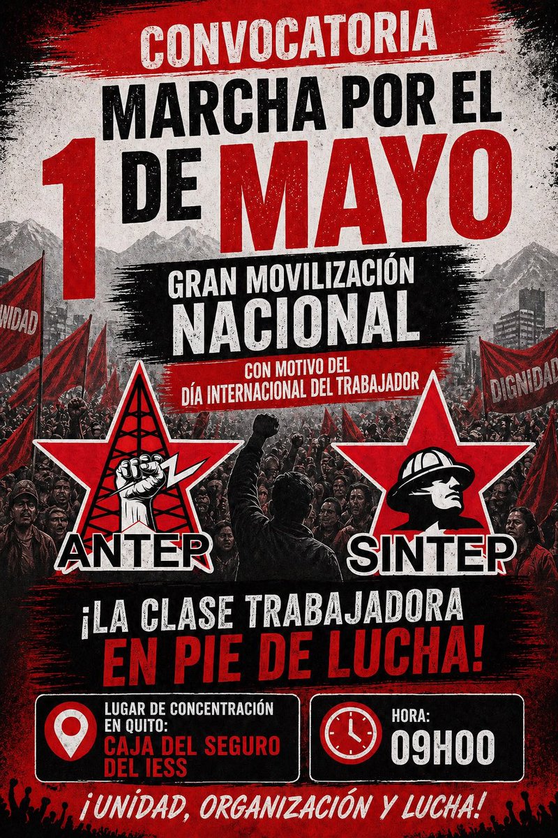 antep_ec's tweet photo. #Convocatoria | Mañana la clase trabajadora se moviliza en todo el país.

Es momento de alzar la voz, defender nuestros derechos y caminar juntos.

📍 Quito: Caja del Seguro del IESS
🕘 09h00

¡La lucha es hoy, la unidad es nuestra fuerza! https://t.co/UPFmFYBILM
