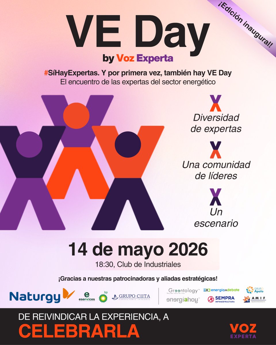 energiaadebate's tweet image. #QueNoSeTePase 🚨 | Falta poco para el #VEDay de @vozexpertamx ⚠️ Es el 14 de mayo. Regístrate y participa en este encuentro de mujeres líderes y expertas en #Energia 👩‍🏭 Aparta tu lugar aquí ⏬
#SiHayExpertas #mujeresenenergia 
eventbrite.com/e/ve-day-2026-…