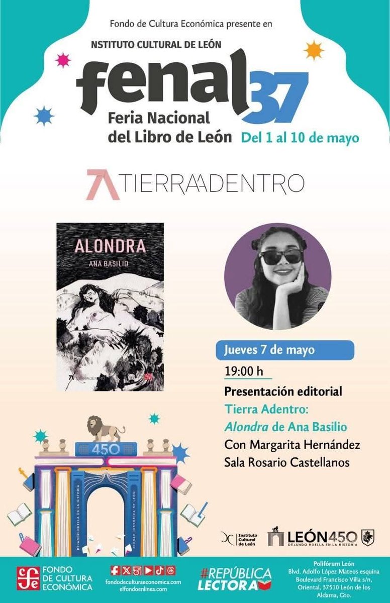 Ya está aquí la #Fenal37 <a href="/FenalMX/">Fenal León</a> y el Fondo de Cultura Económica <a href="/FCEMexico/">Fondo de Cultura Económica</a>  nos invita a sus presentaciones editoriales.
No faltes #PasaLaVoz Vamos todas y todos a #leer.