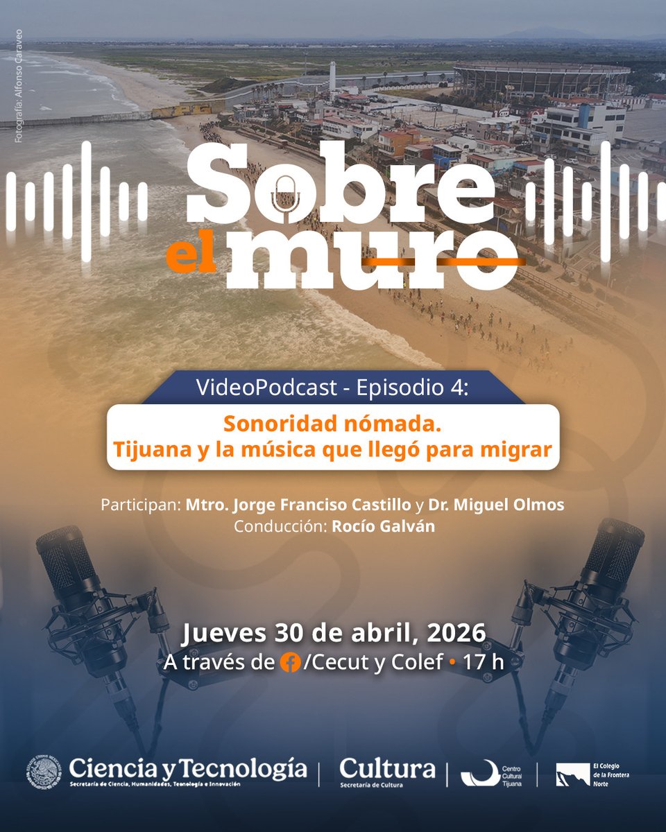 elcolef's tweet image. #ESTRENO 🟠 El Colef y @cecut_mx presentan el nuevo episodio del VideoPodcast "Sobre el Muro":

Episodio 4: Sonoridad nómada. Tijuana y la música que llegó para migrar

Participan: Jorge Francisco Castillo y Miguel Olmos

¡]Ya disponible! 🎥 youtu.be/zlf7FrD_JnQ