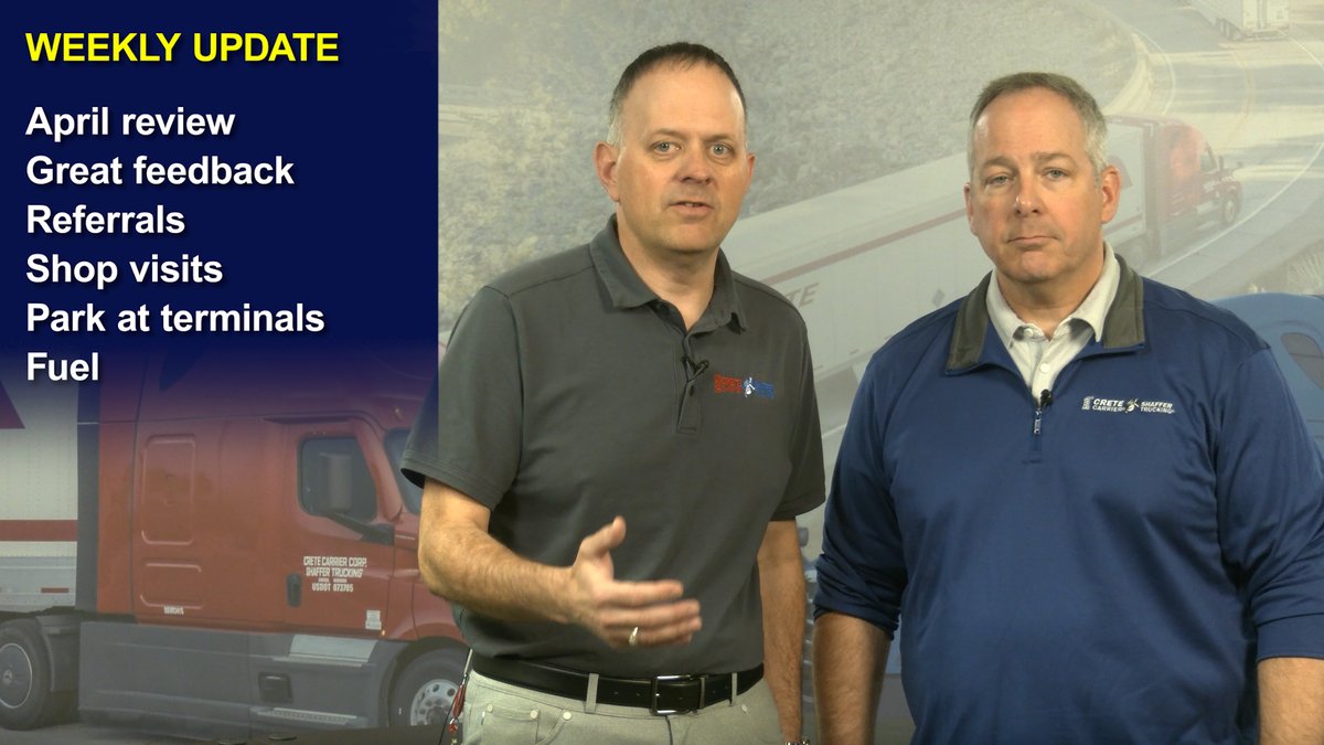 CreteCarrier's tweet image. We've had a great month of April 😊. Tim and Erick explain why miles are up, and downtime is down, plus driver shout outs and more in this week's update. bit.ly/4u2kRVr
#trucking #trucker #supplychain
