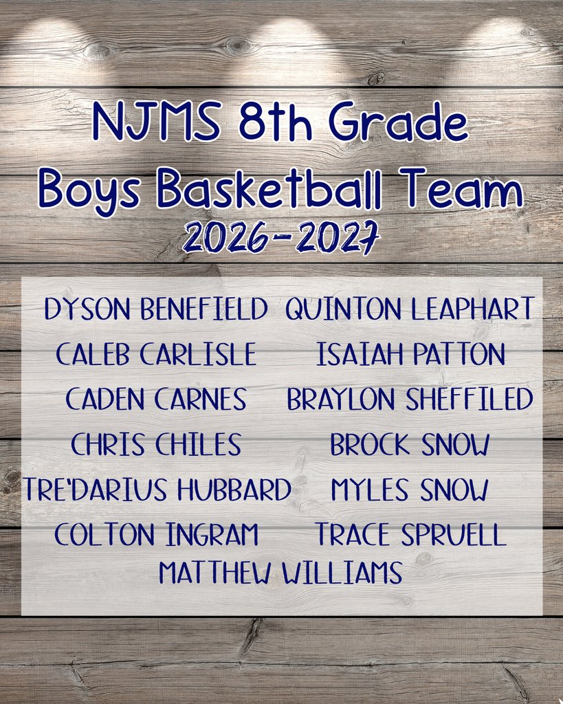 NJMSMiddle's tweet photo. 2026-2027 8th Grade Boys Basketball 🏀 https://t.co/X50AlBHeEb