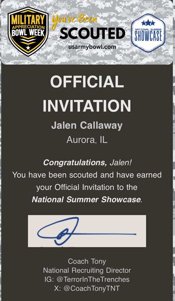 itsjalenn's tweet photo. Thank you @CoachTonyTNT for the showcase invite @FootballAurora @PrepRedzone @CSAPrepStar https://t.co/2iNPAc55R3