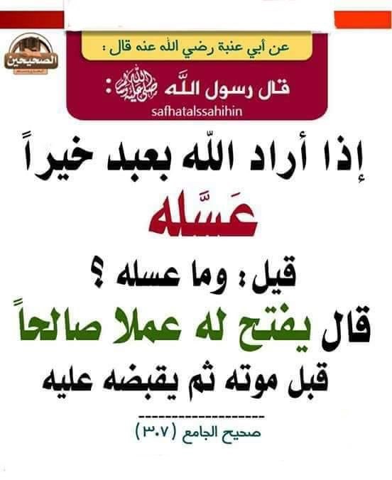 v_colours's tweet photo. @HAYAABDULLAH_SH قال ﷺ: " إِذَا أَرَادَ اللَّهُ بِعَبْدٍ خَيْرًا عَسَلَهُ ". قِيلَ : وَمَا عَسَلَهُ ؟ قَالَ : " يَفْتَحُ اللَّهُ لَهُ عَمَلًا صَالِحًا قَبْلَ مَوْتِهِ، ثُمَّ يَقْبِضُهُ عَلَيْهِ ". https://t.co/gUs2z95UOj