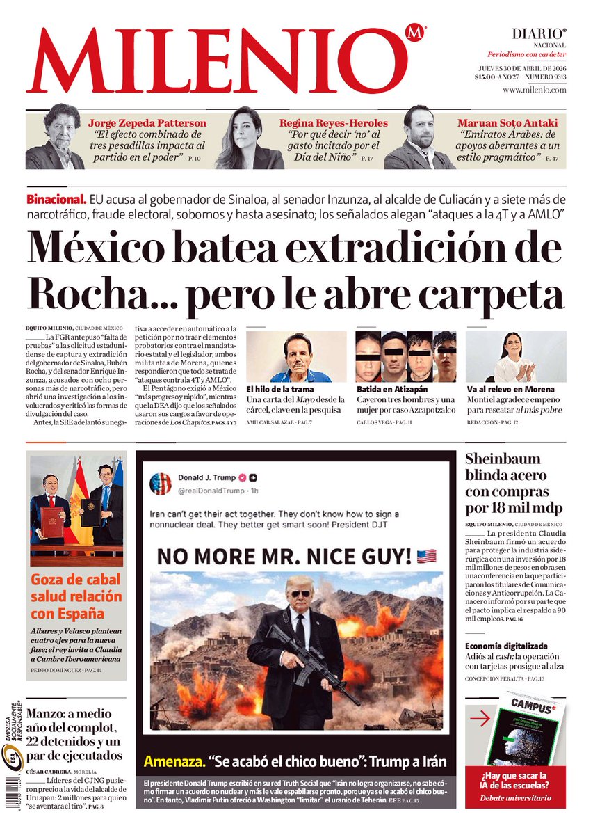 Ces_Cabrera_'s tweet photo. En la versión impresa de @Milenio, la trama para ultimar a Carlos Manzo por parte del Cártel Jalisco Nueva Generación.

Un recuento del cómo, cuándo, dónde y por qué con base a lo declarado en las audiencias y fuentes consultadas. https://t.co/nQelx1NIce