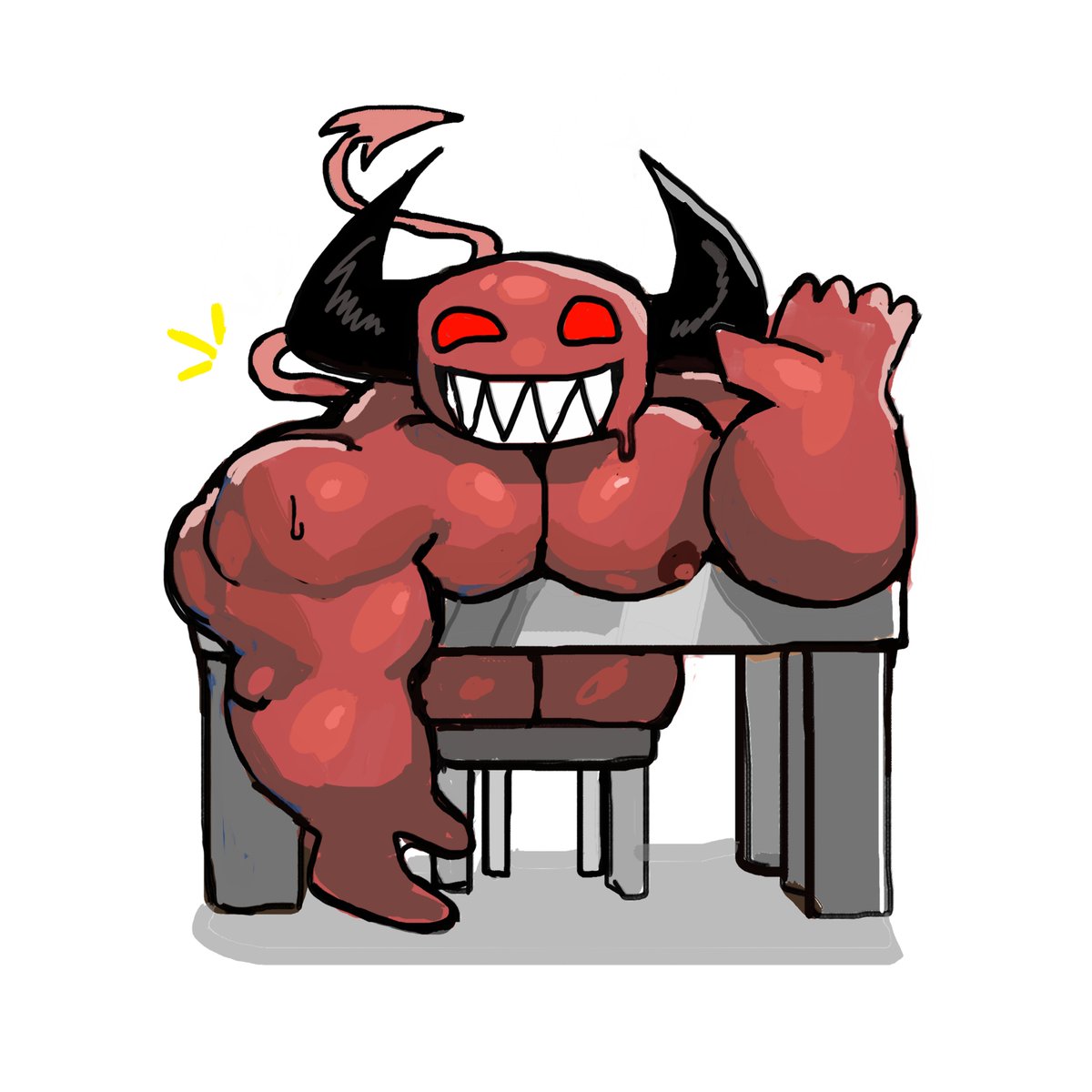 imanoob217's tweet image. heya #chibi #doodle #demon #buff #male #sona #oc
