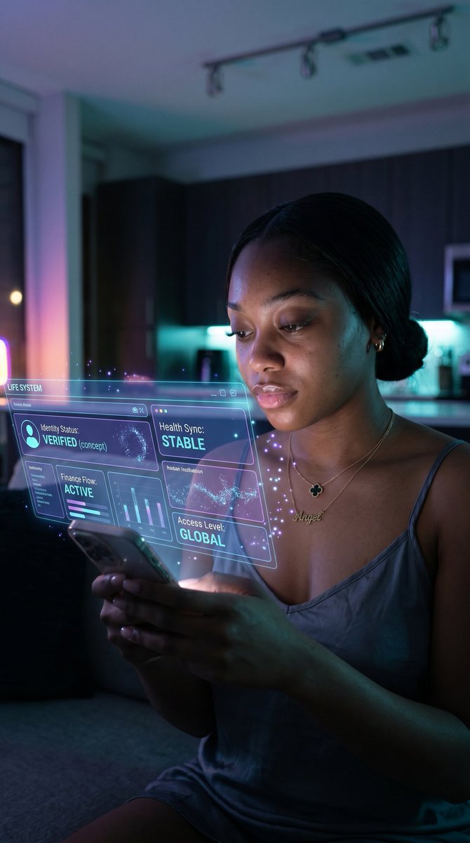 Futuristic Life System Hologram Portrait