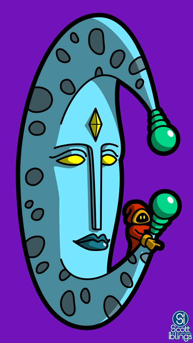 ScottIblings's tweet photo. First I imagined a crescent moon with a face, and then a robed wizard riding on the moon. https://t.co/0RyaaR3jOM
