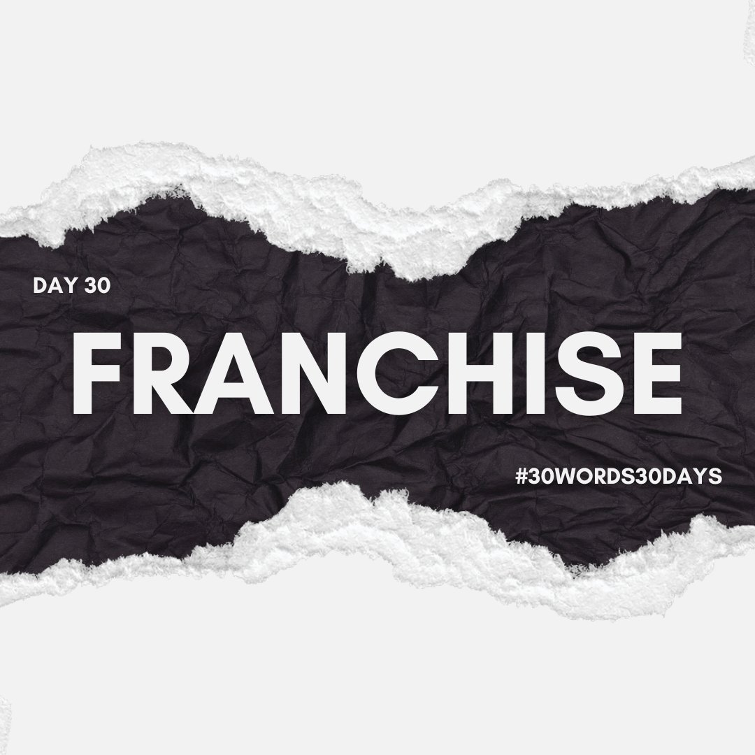 WritesAly's tweet photo. #30words30days

Day 30 - Franchise

Happy Writing! ✒️

#WritingCommunity #microfiction #microlit #writing #30words30dayscommunity #writingprompts #franchise
#30words30daysApril2026 https://t.co/FEhUsrAf3f