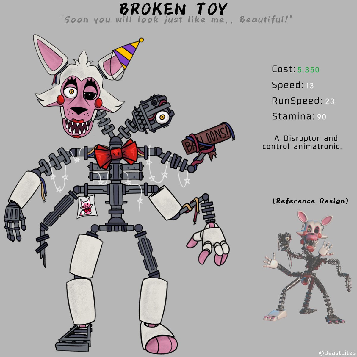 "Broken Toy" concept design for Mangle in Bite By Night.  
#BiteByNight  #FNAF