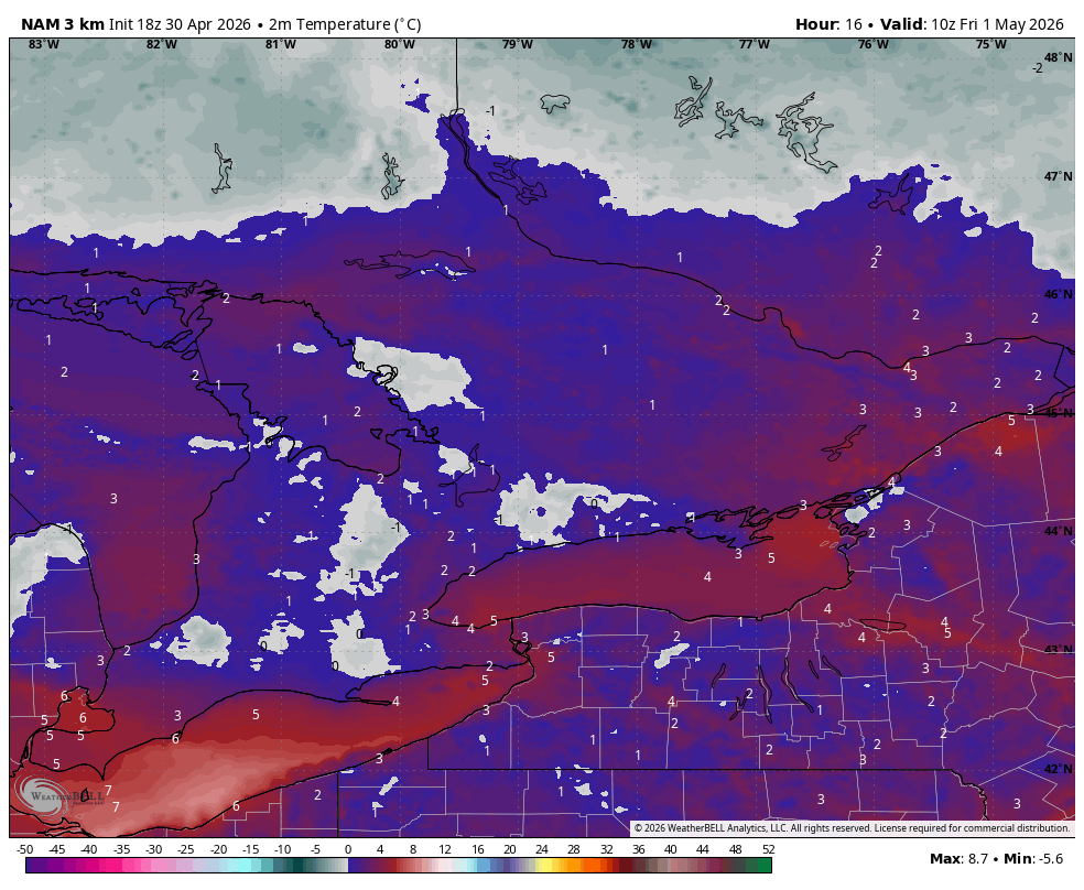WxOntario1's tweet image. Frosty night ahead across Southern #Ontario 🧊 

Temps are expected to drop down to near/ below the freezing mark

Frost is likely, especially inland of the lakes

#OnWX #ONStorm