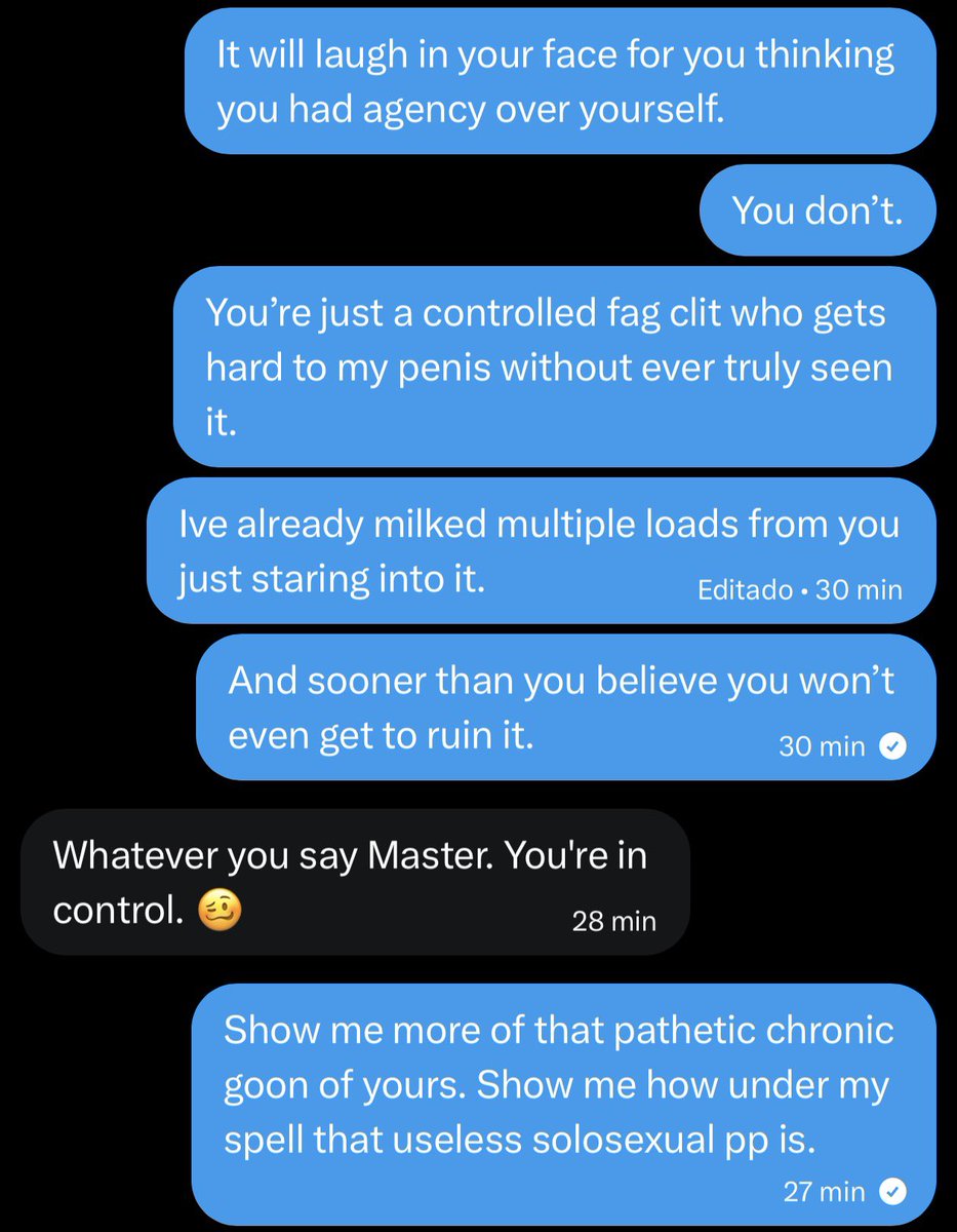 master_cotton's tweet photo. This denied pp pumper faildom has fully confessed to me that he’s a major goon slut for pixels, and now Im helping him sink further and further as my alpha dong only keeps getting more and more censored for him.

Isn’t it so hot seeing him confess he’s nothing but a lil pp beta? https://t.co/5MncFF4Hq5