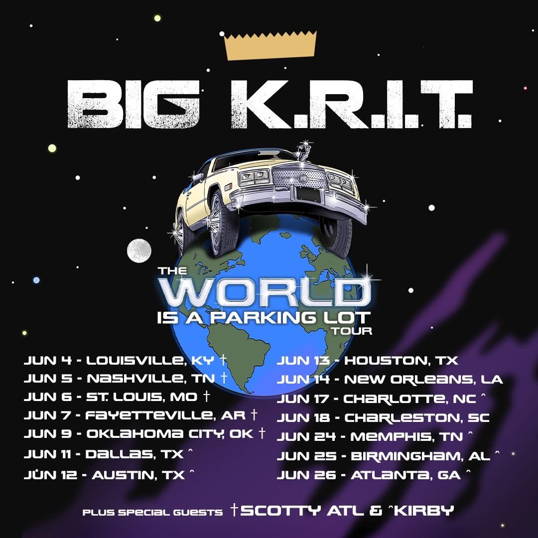 BIGKRIT's tweet image. New Tours Deserve New Music Right? 🤔 If Y’all Want Something New To Ride To… DROP a 🌞! 👑〽️

#TheWorldIsAParkingLotTour w/ @ScottyATL &amp;amp; @SingKirbySing 🌎🚙

6/4 - Louisville, KY
6/5 - Nashville, TN
6/6 - St. Louis, MO
6/7 - Fayetteville, AR 
6/9 - Oklahoma City, OK
6/11 -