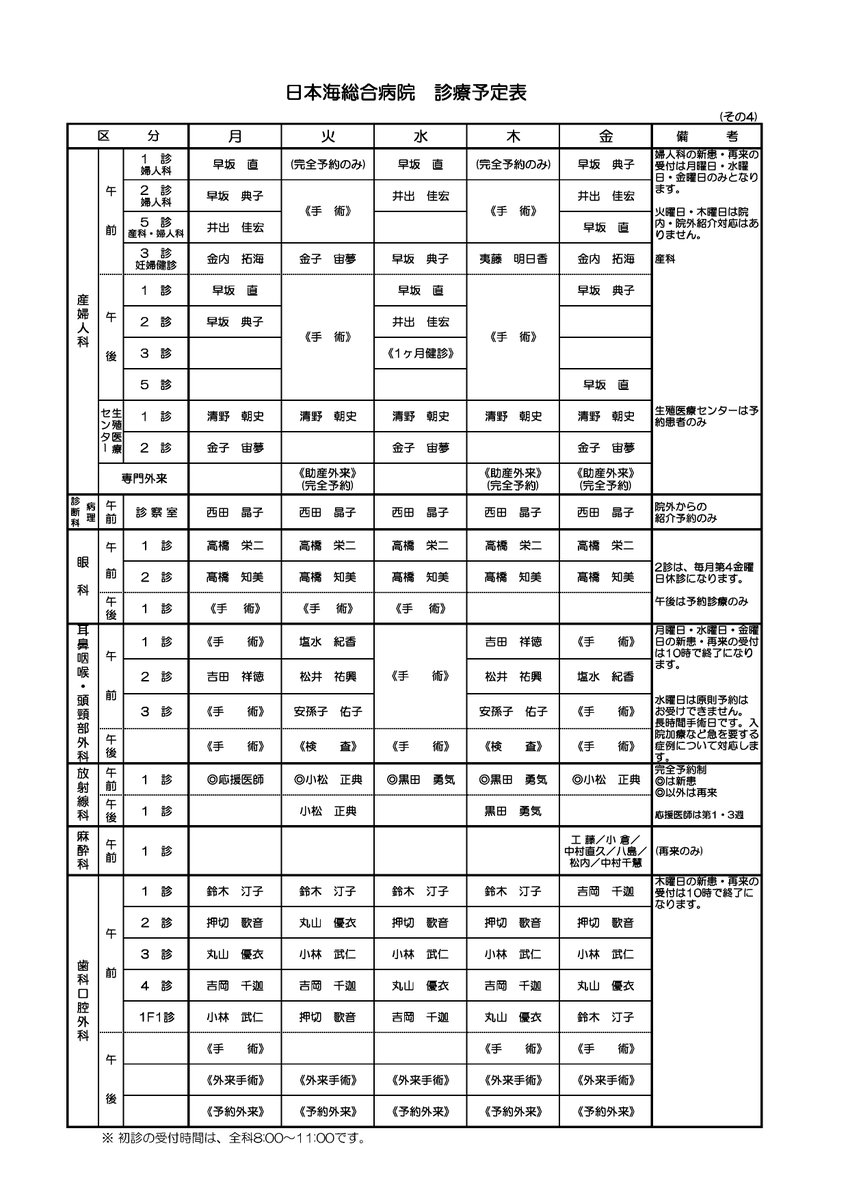 nihonkai_hosp's tweet photo. ５月からの診療予定表です。診察の際にご利用ください🍀
下記URLからもご覧いただけます。
https://t.co/R5LjO4gKNd https://t.co/NG2w0GD2UD