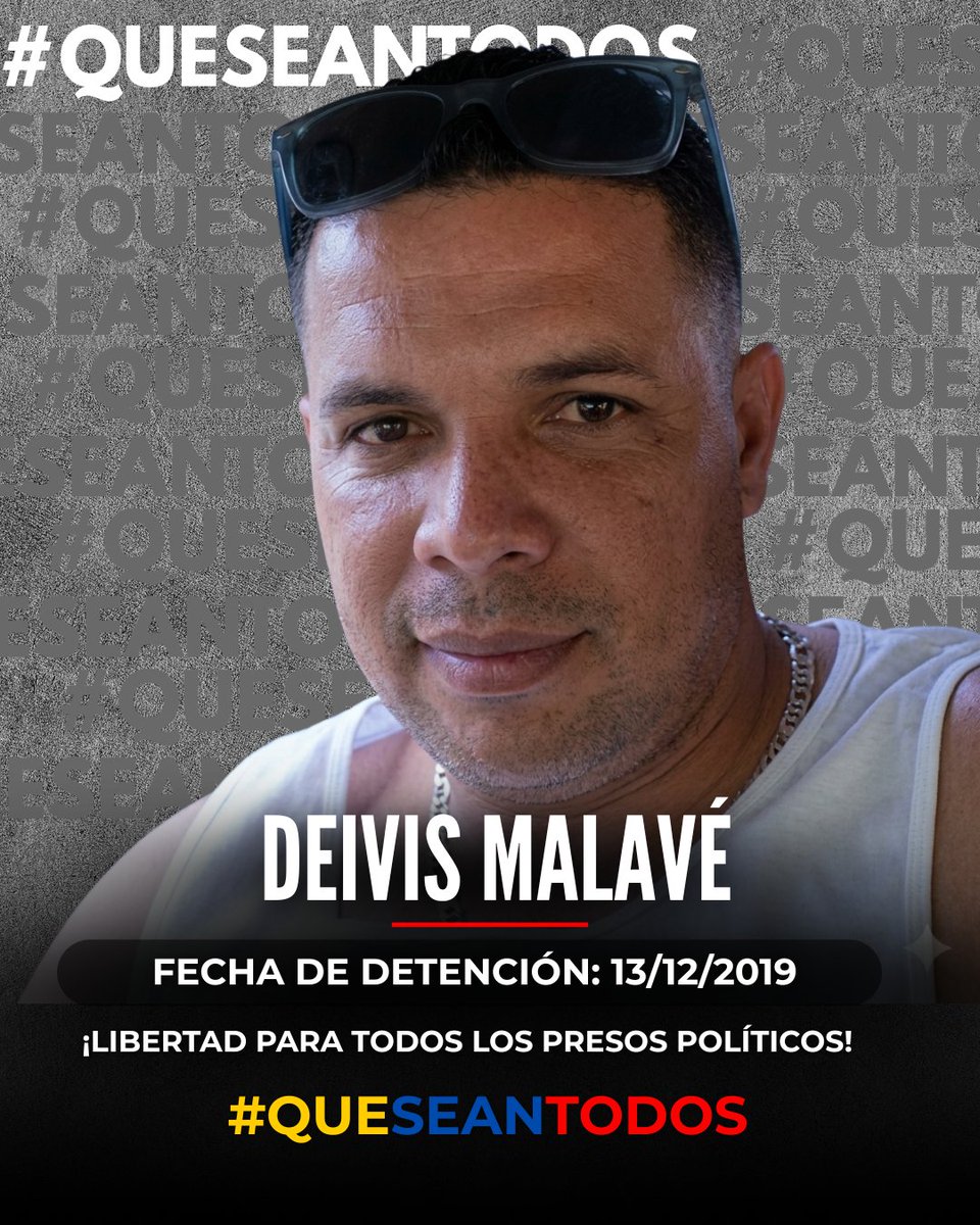 ❗️¡Libérenlos a todos! 

Hoy en venezuela quedan mas de 400 personas secuentradas por el régimen. Son más de 400 vidas en pausa.

¡Deivis y cada uno de los presos politicos debe ser liberado YA!

#QueSeanTodos