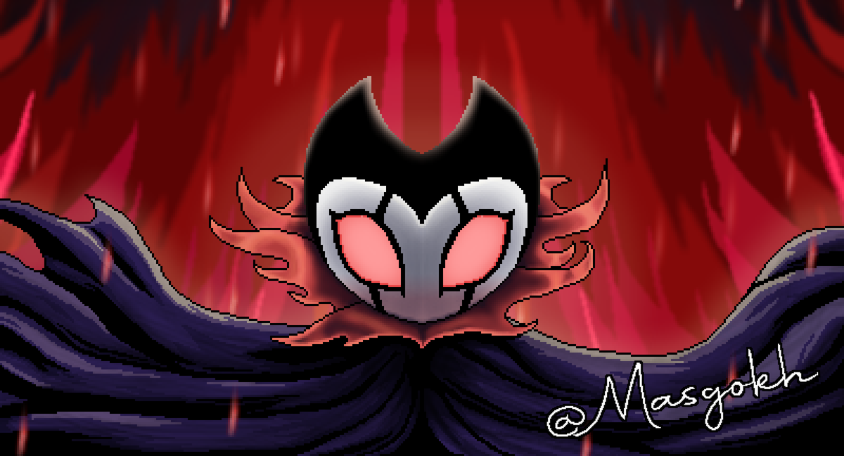 Masgokh's tweet image. Just a simple drawing of Grimm :)
.
#pixelart #art #pixel #pixels #pixelartist #grimm #hollowknight