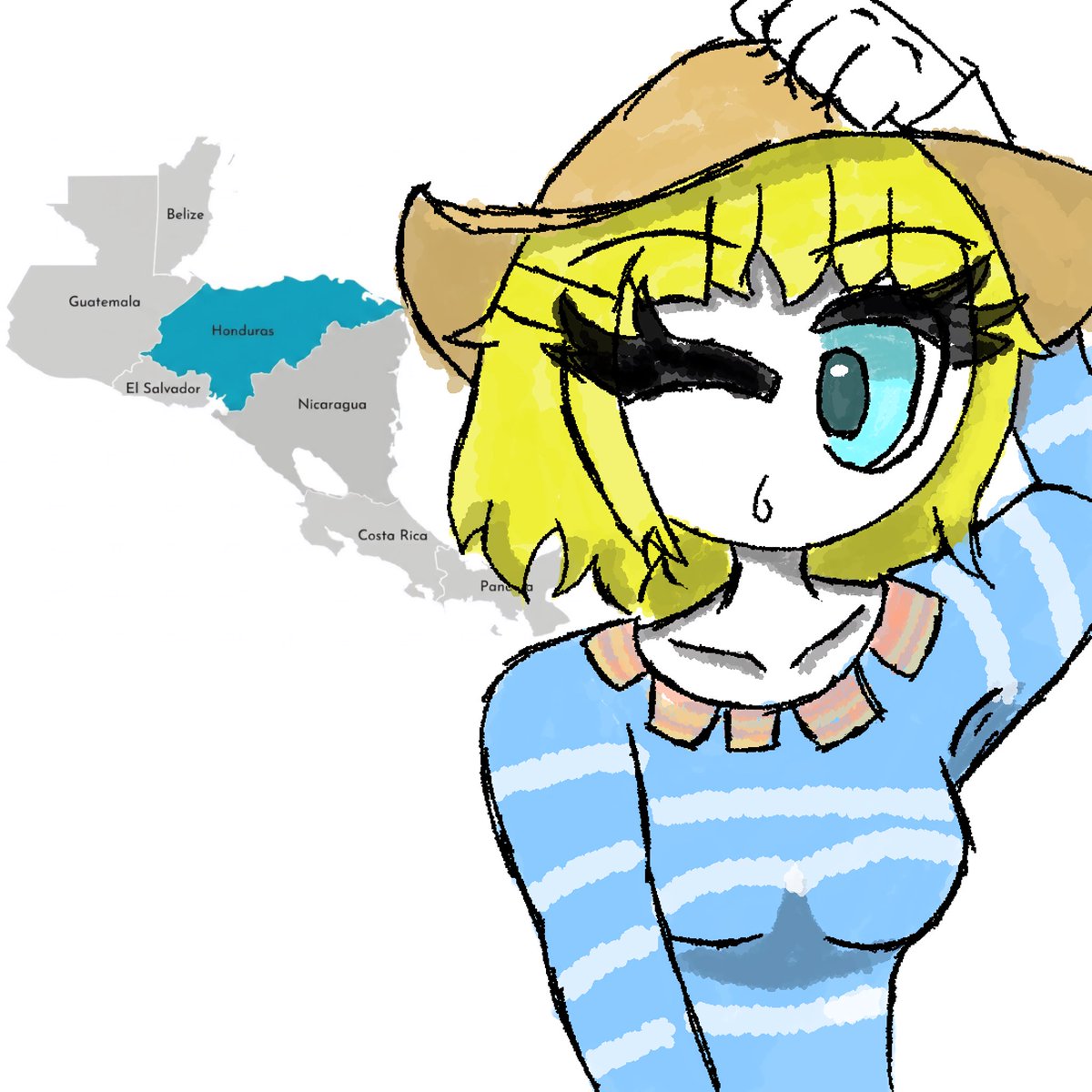 Alter_One_1's tweet image. I have lack of creativity due to burnout and stress on school.
Say hi to honduras ^w^.
Again inspiration from @29meatdestroy 
!!!!
#art #digital #sketch #OC
