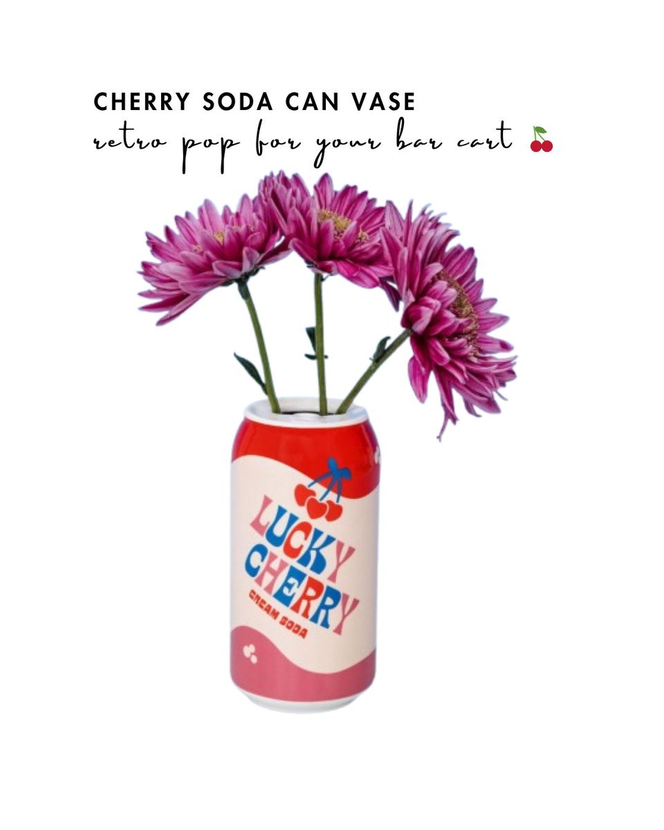 fruitnrainbows's tweet image. this cherry soda can vase is such a cute bar cart detail 🍒 amzn.to/4mZyD8i

#retro #homedecor #fruitandrainbows #affiliate