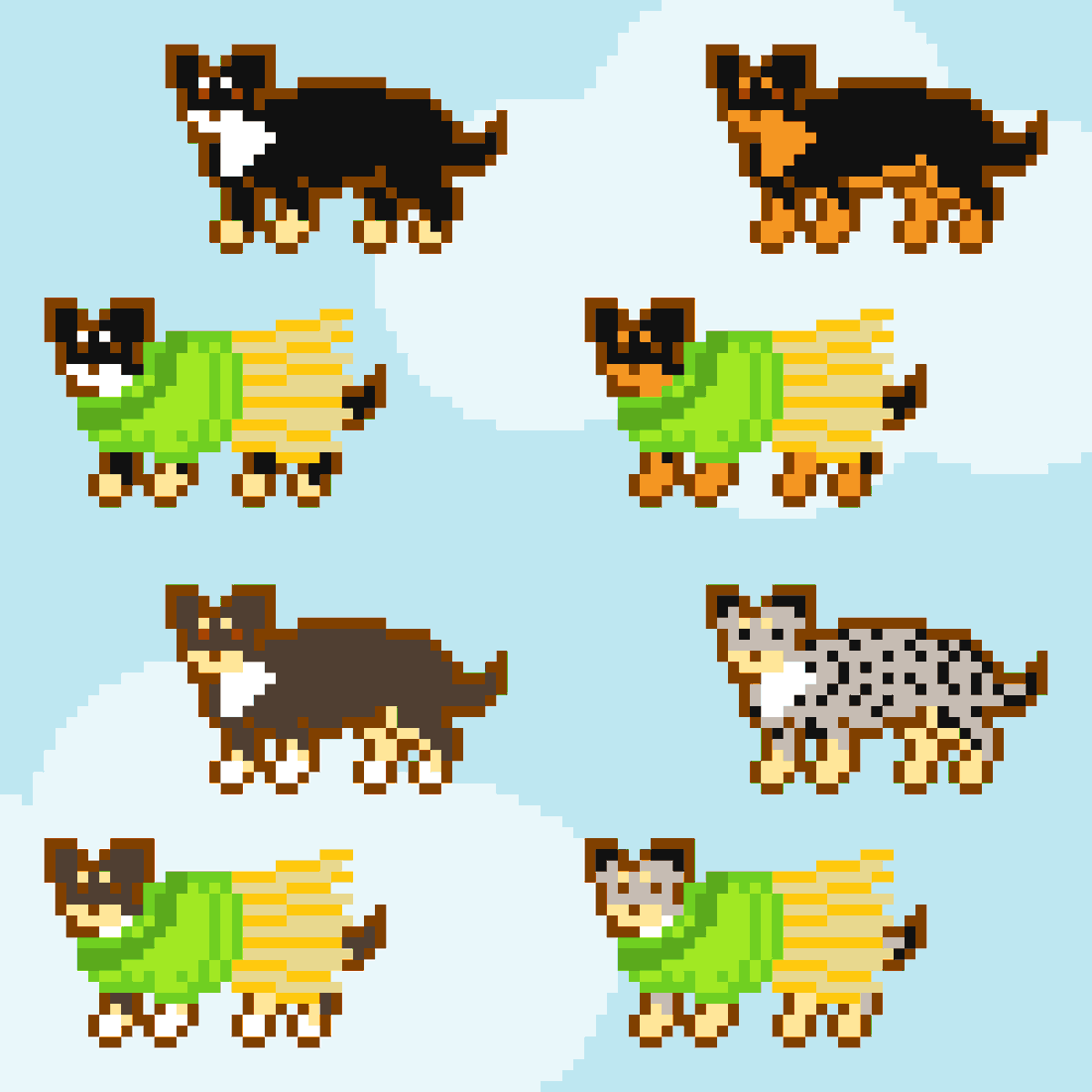 mellmallpx's tweet image. パレードチワワにまろ系の柄の子も加わりました🐕水玉模様の子の柄描くのは難しかったけど、どのまろもかわいい

#pixelart #MELLMALL #どんたく