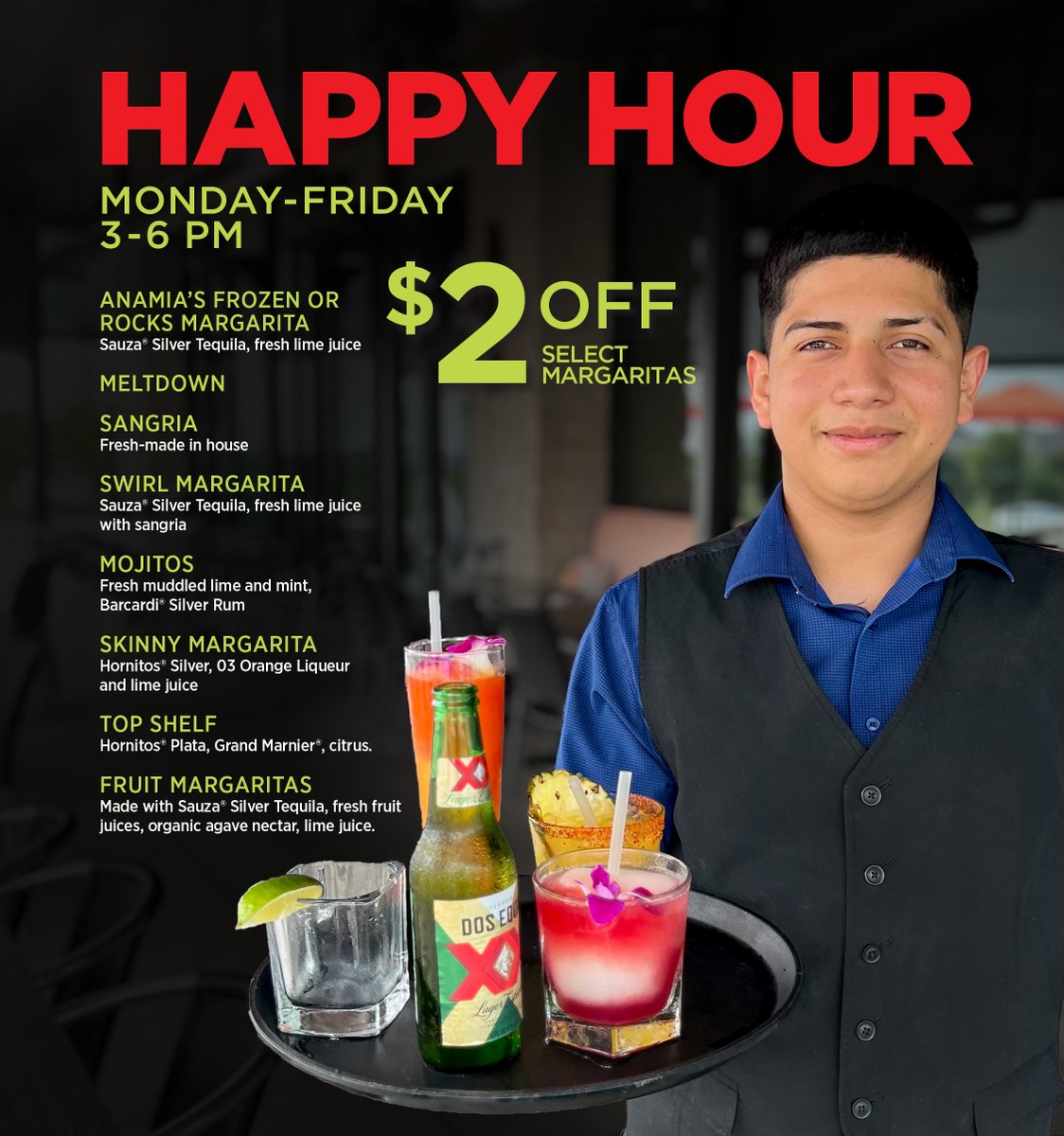 anamiastexmex's tweet image. don’t forget our happy hour! M-F, 3-6 pm.

#happyhour #patioweather #margaritas #drinkspecials