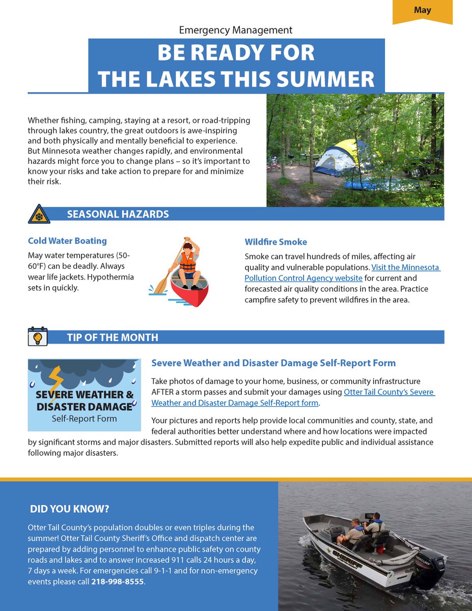 OtterTailCoMN's tweet photo. Get free monthly preparedness tips from Otter Tail County Emergency Management! Subscribe to Emergency Management News in our Notification Center → visit https://t.co/mAtb5YkqIH &amp; click Notify Me. Takes just a minute! #BeReady #OtterTailCounty @OTCemergency https://t.co/96cuw1Kgcn