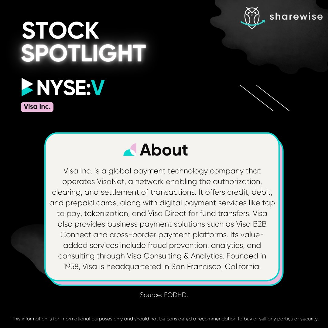 sharewiseau's tweet image. Today's Stock Spotlight is NYSE-listed Visa Inc. (NYSE:V).

Find out why we see growth potential in the stock and what key risks are involved.

Read here: hubs.la/Q04f4JHq0

#nyse #stocks #shares #sharemarket #stockmarket #visainc