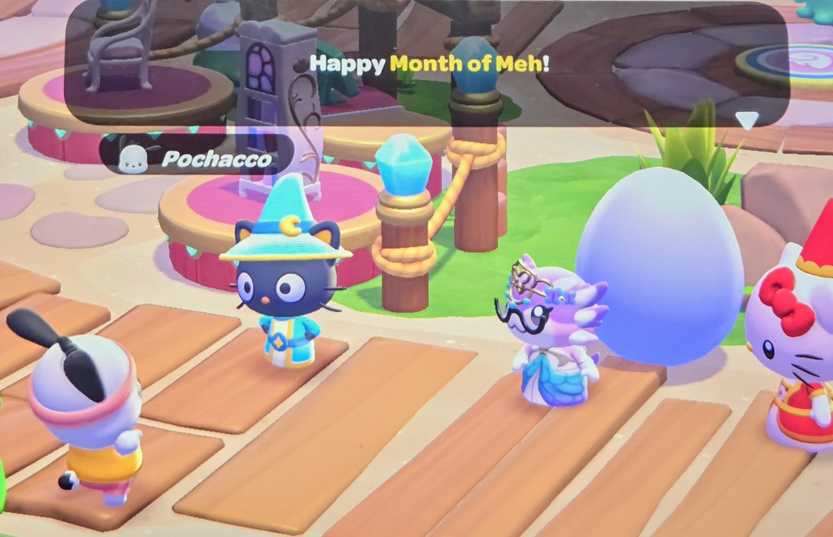What???
Apparently May is the month of Meh in Hello Kitty Island Adventure is getting ready and some guy I've never heard of showed up in that outfit...
Nisetama-san??? He was created in 2013.