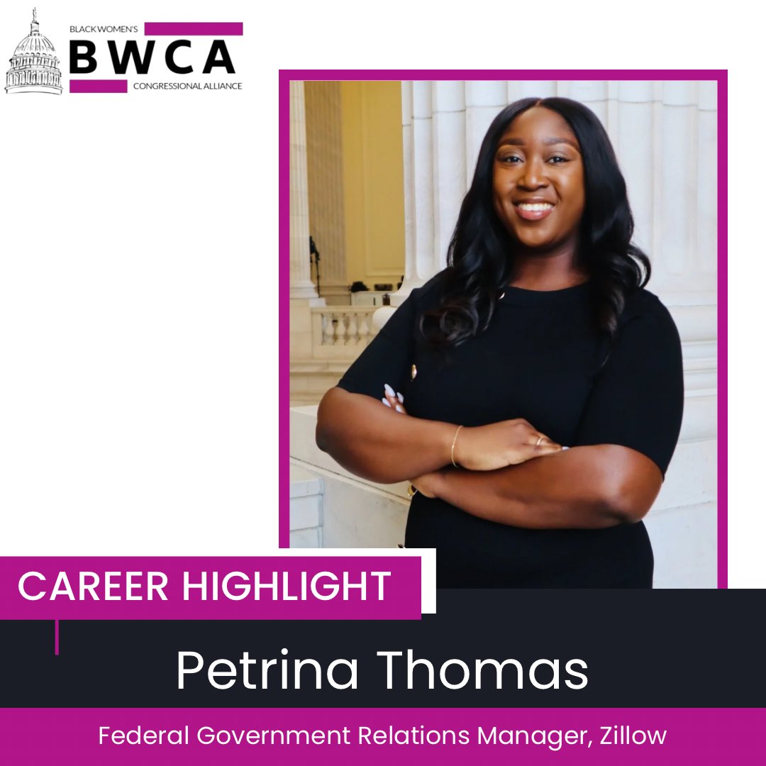 BWCADC's tweet photo. Congratulations to Petrina Thomas on her well-earned career change! 

Moving from Director of Member Services for the House Financial Services Committee Minority Staff to the Federal Government Relations Manager at Zillow is a fantastic achievement. https://t.co/NlzCBk0aeZ