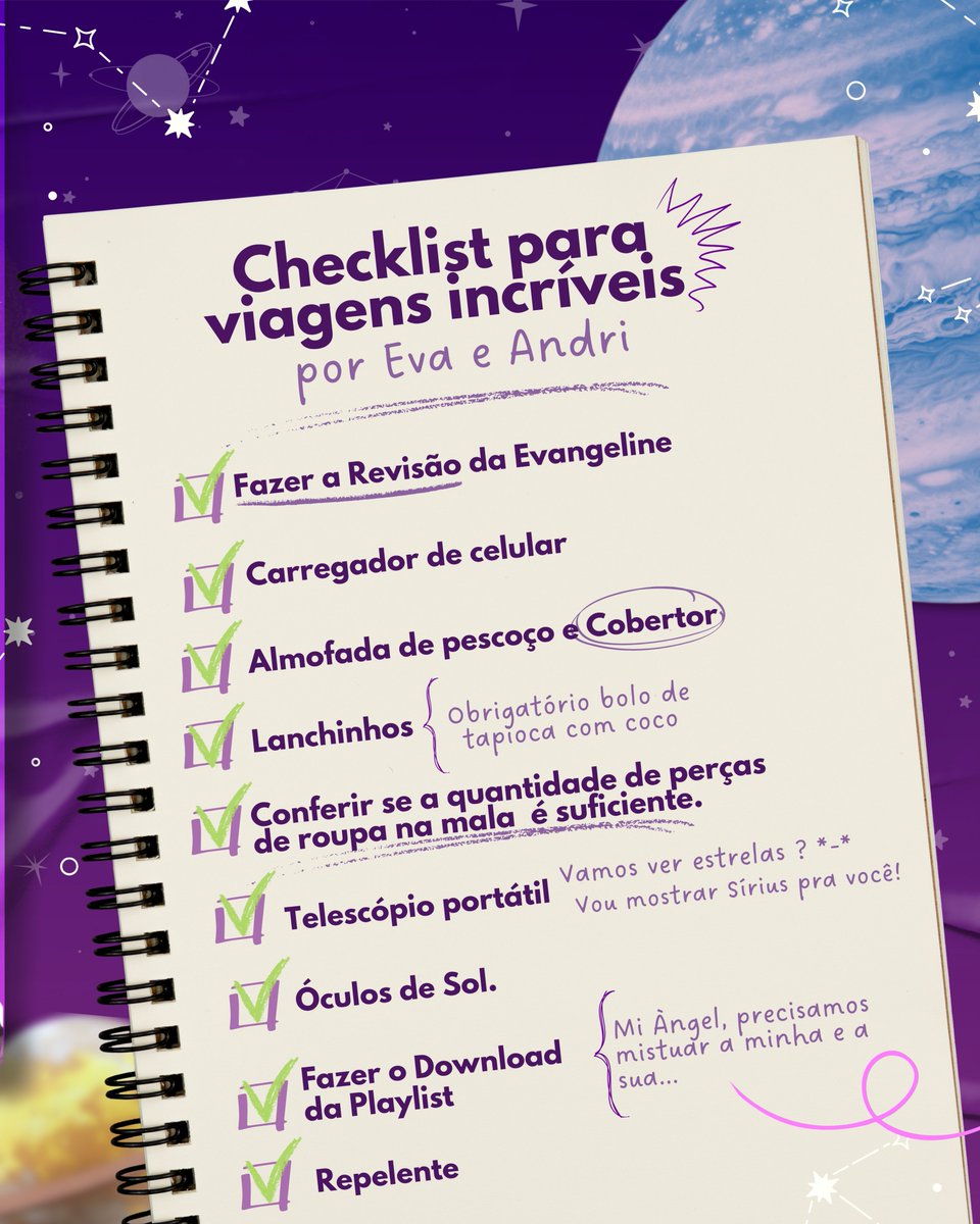saraholautora's tweet photo. Eva e Andriel pegam estrada amanhã e, por aqui, já começamos o checklist!

<3

quem tá ansiosa?????????? https://t.co/KJulKlF3WB