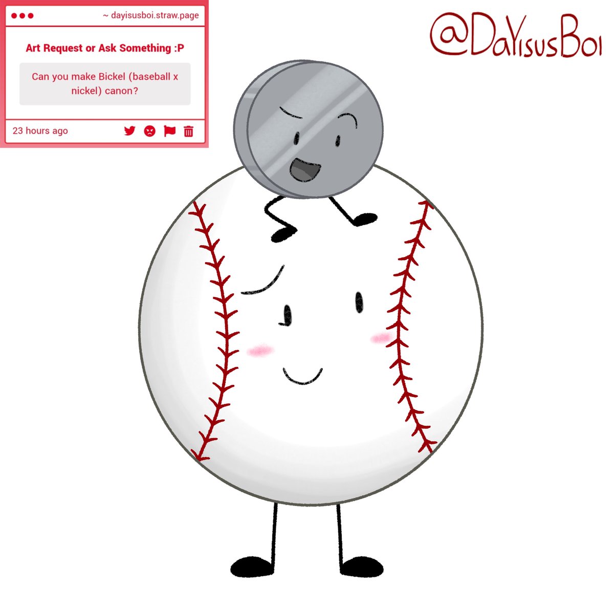 dayisusboi's tweet image. Baseball why are u blushing #inanimateinsanity #osctwt #osc
