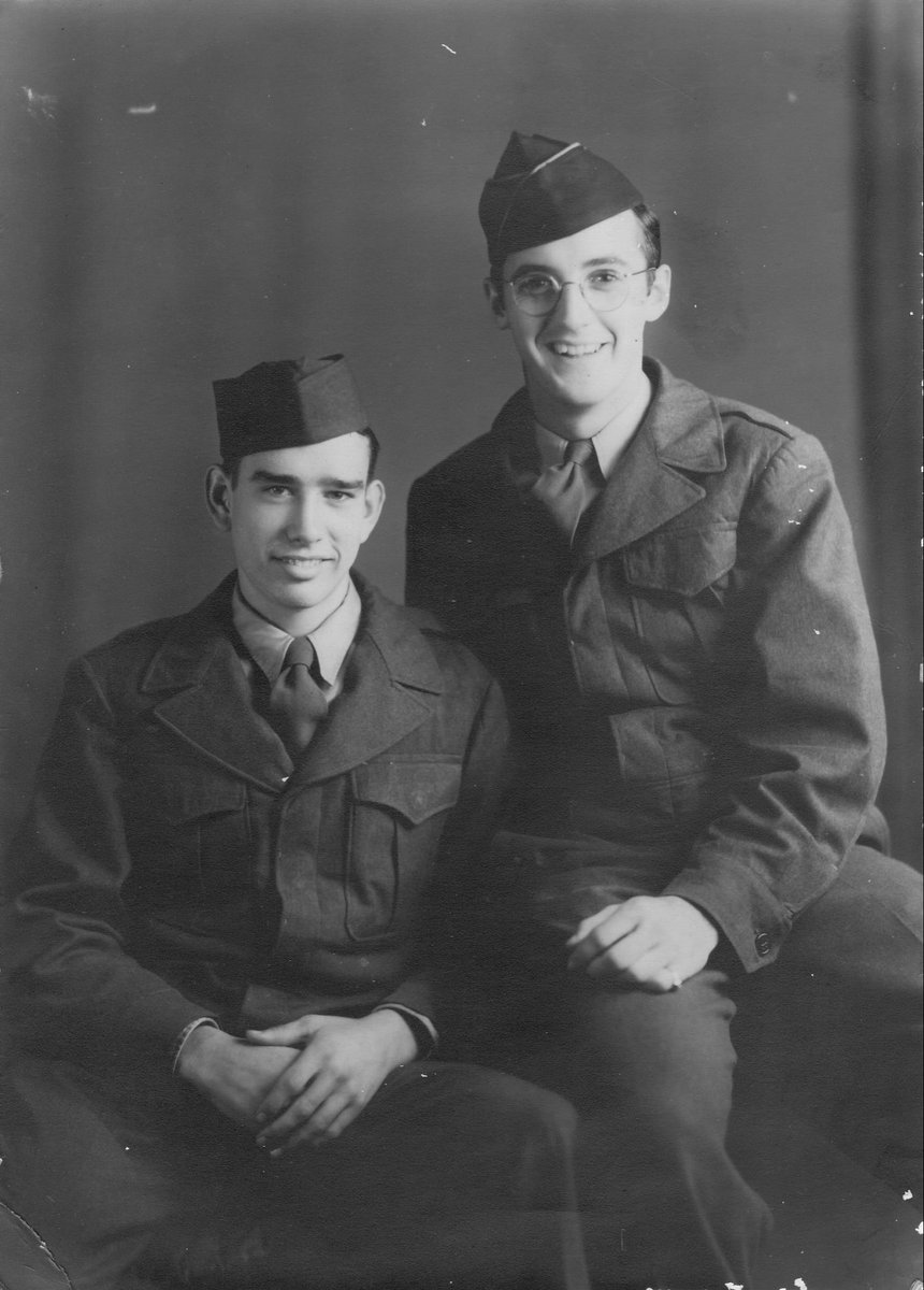 jackiebroadley's tweet photo. @DrHelenFry My dad (on the right) with his best friend. They were in the infantry on their way to the South Pacific when the war ended. They were part of the occupation forces in Tokyo. https://t.co/OjiiE373rL