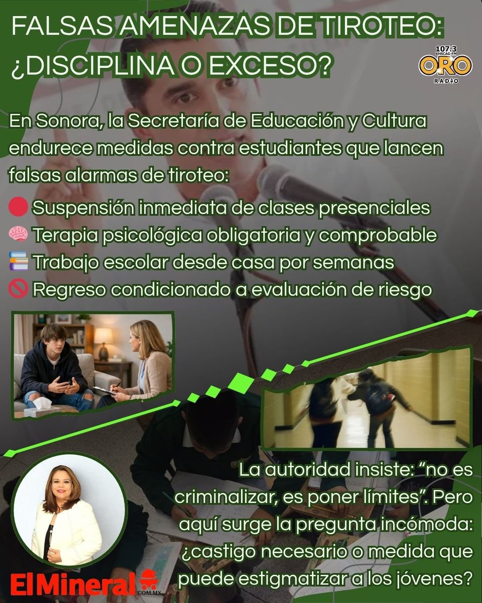 Elmineral's tweet image. 🚨📵 FALSAS AMENAZAS DE TIROTEO: ¿DISCIPLINA O EXCESO? 📵🚨

#AmenazasFalsas #SeguridadEscolar #SaludMental #ORORadio #Elmineral