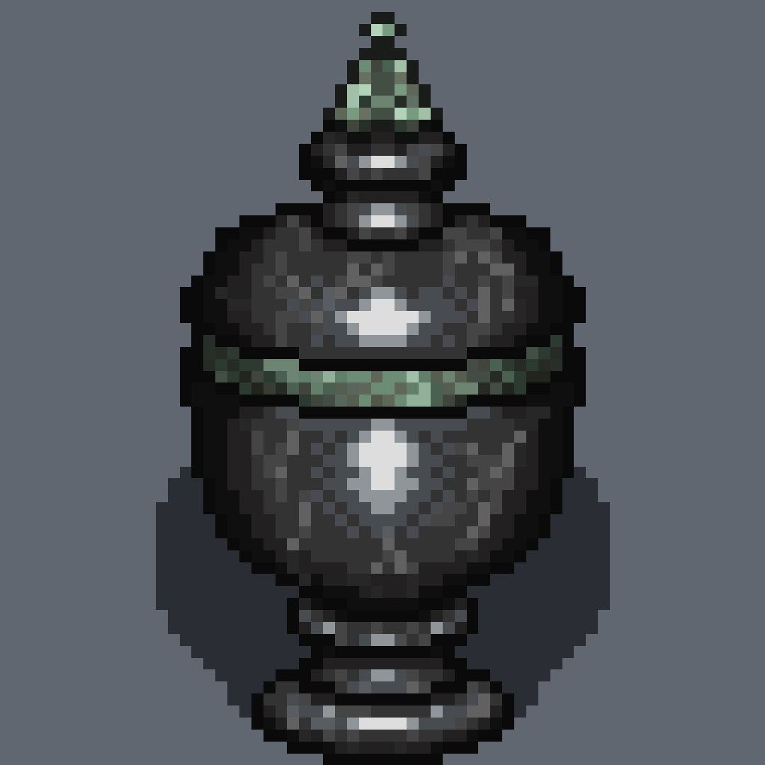 IronpactStudios's tweet image. An ancient urn made out of black marble with some copper ornaments.

#pixelart #WeeklyPixels