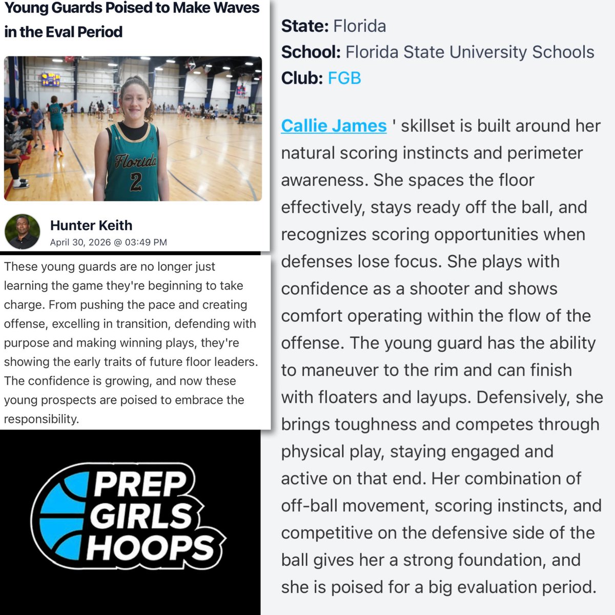 CallieMJames's tweet image. Thank you for coming to watch us play! 
The work continues. 
#8thgrade #classof2030
@hunterkeithl @PGHFlorida 
@FGBvsEveryone @FSUSGBB