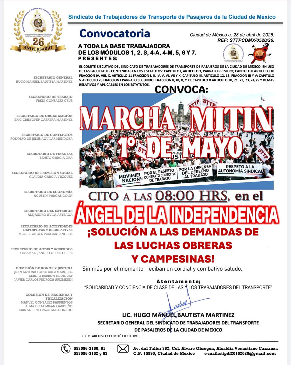 Llegó la máxima fiesta de las y los TRABAJADORES #1rodeMayo vamos TOD@S! 

“Recordamos con respeto a quienes con valentía y determinación forjaron los derechos que hoy defendemos".
<a href="/HMBM_16/">Hugo Manuel Bautista</a> 
<a href="/FREDIGO17506733/">FREDI GONZALEZ</a> <a href="/CRISTOPEPE25/">CRISTOPEP</a> 
<a href="/BenitoGarca20/">Benito García</a>