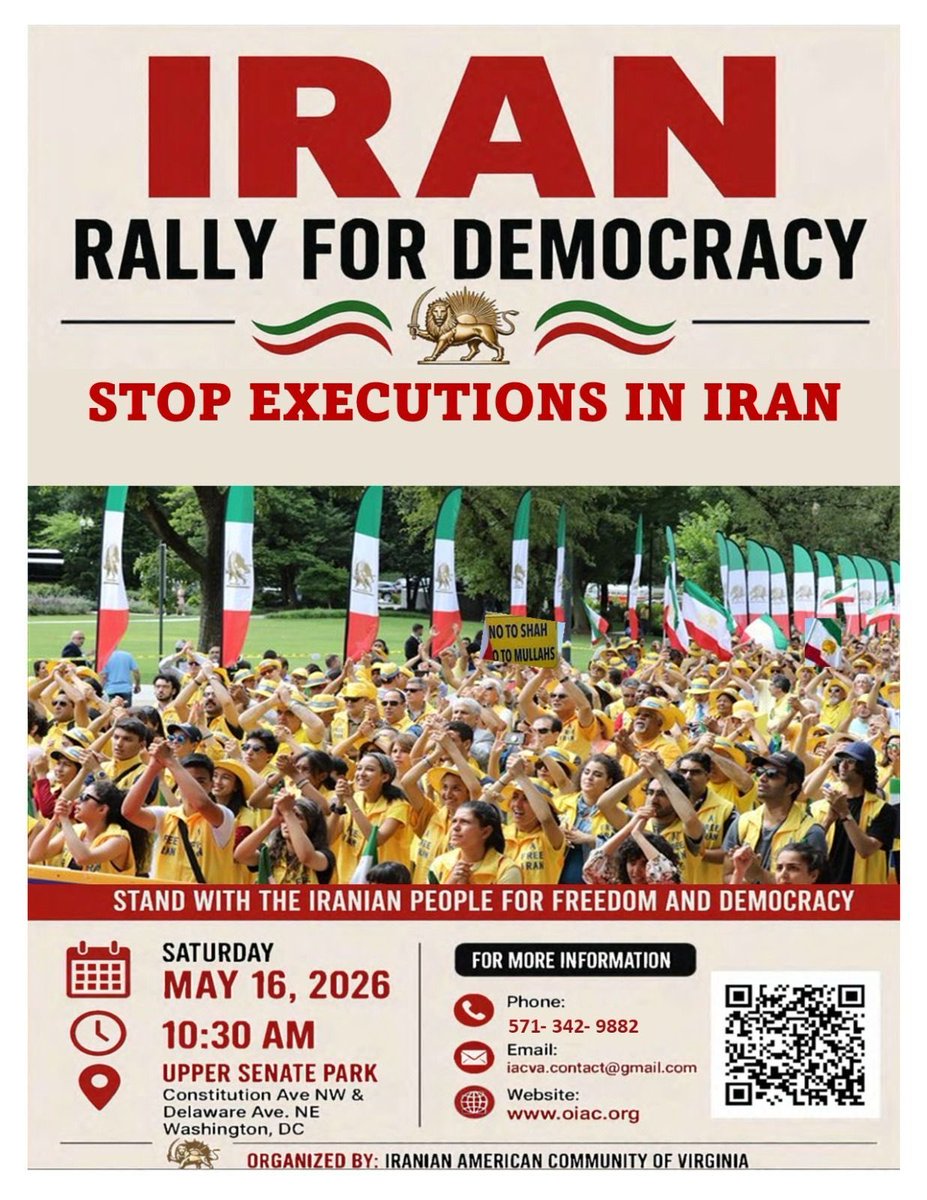 NasserSharif1's tweet image. ‼️Please Join us in Washington, DC to stand for freedom, justice, and democracy in Iran.
✊ Stop executions
✊ Free political prisoners
✊ Support change by the Iranian people

#FreeIran #StopExecutionsInIran #HumanRights @ReutersIran @KTLA @ABC7 @NBCLA @knxnews @POTUS