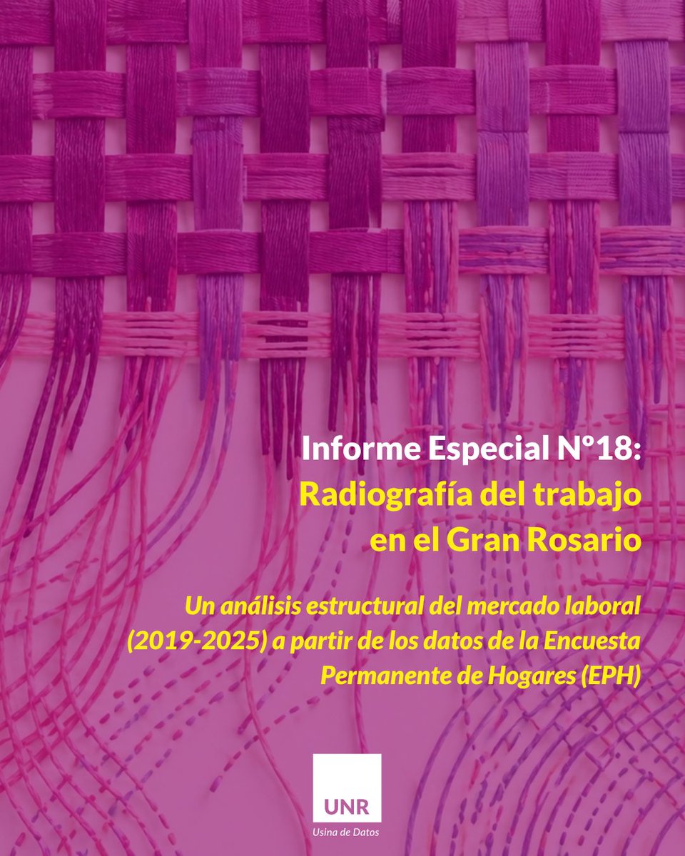 UsinadeDatosUNR's tweet photo. 🛠️⚙️*RADIOGRAFIA DEL TRABAJO EN EL GRAN ROSARIO*

⏩ En un nuevo #1deMayo, desde Usina de Datos UNR presentamos una nueva radiografía del trabajo en el Gran Rosario (2019-2025) 📊 https://t.co/oMFu6J5QZn