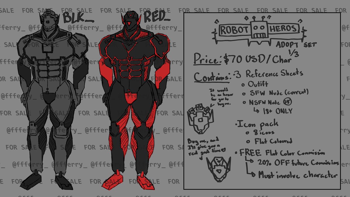 ffferry_'s tweet photo. Robot Hero Adopts!  

Please DM me if you are interested in purchasing! 

If not, a retweet and a like would be appreciated! https://t.co/19SNDmxkSW