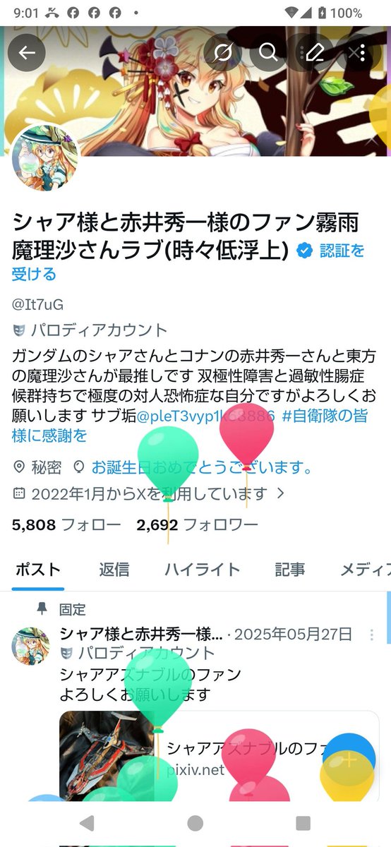 シャア様と赤井秀一様のファン霧雨魔理沙さんラブ(時々低浮上) tweet media