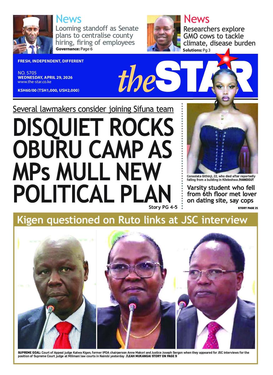nyanducha's tweet image. Wednesday's newspaper headlines.

Wednesday, 29th April 2026

Contact #Victorock #Kenya on 0706357055 or info@victorockkenya.com for #Ubibot soil, temperature &amp;amp; humidity IoT #sensors, #Sophos firewalls, #Cisco #Meraki firewalls &amp;amp; switches.

#ePaper #Gazeti #Kirinyaga #Kazi #Kisii