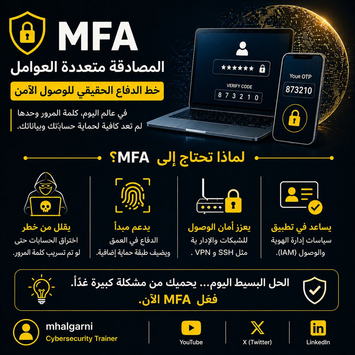 mhalgarni's tweet image. #Networksecurity #MFA #Cybersecurity  #Password #IT