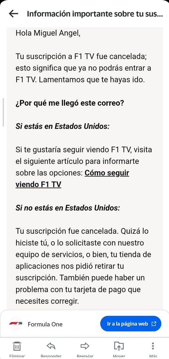 Miguel1083Angel's tweet photo. @Yhacbec Yo ya cancele mi suscripción a #F1TV  Quizá no sea mucho, pero así como yo hay miles en el mundo que también cancelaron... Ojalá que la @fia mejore el producto por el bien de los aficionados. https://t.co/Z3yXQwGBcG