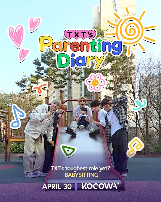 TXT's PARENTING DIARY is set to premiere today at 11 AM KST through the streaming platforms Wavve, Kocowa+, and Lemino.

Kocowa+ (14-day free trial available)
🔗kocowa.com/en_us/season/1…
Lemino 
🔗lemino.docomo.ne.jp/ft/0000178/
Wavve
🔗m.wavve.com/player/vod?lan…

Please note that each