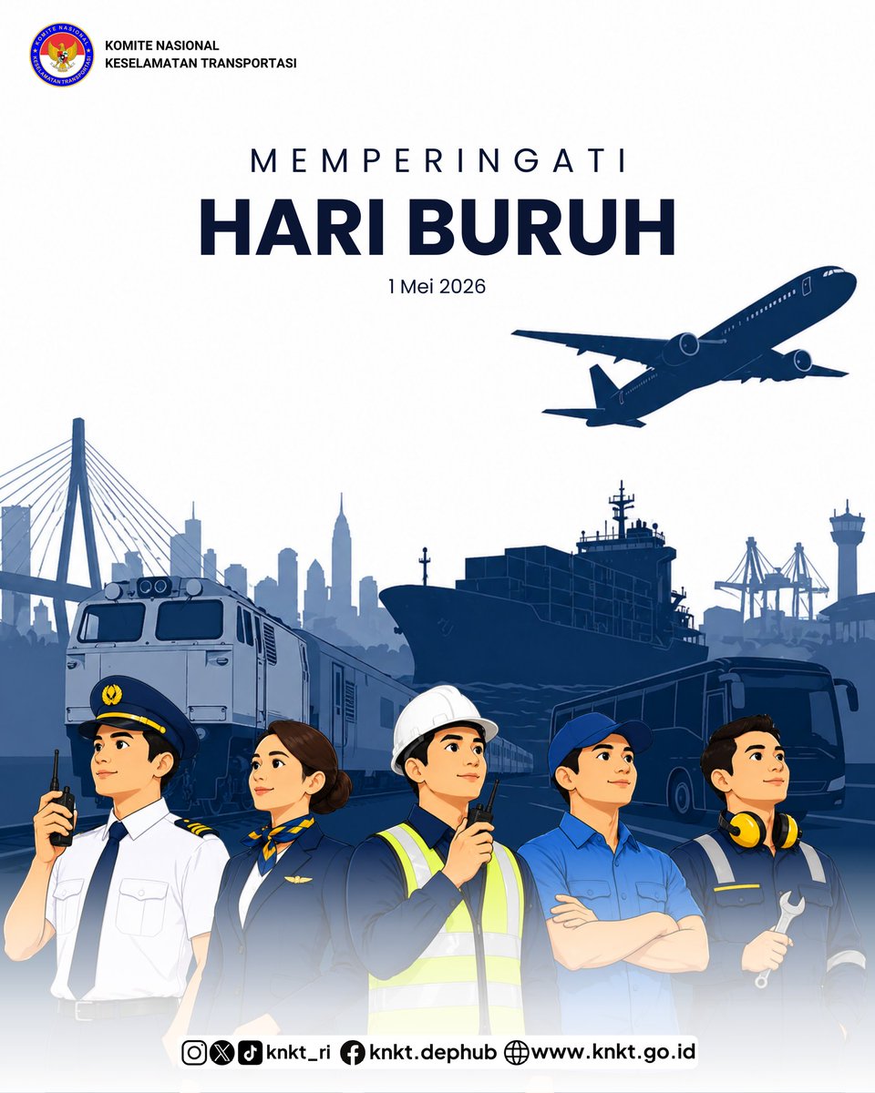 KNKT_RI's tweet photo. Bukan tentang seberapa berat bebannya, tapi seberapa kuat tekad kita untuk terus melangkah.
Selamat Hari Buruh 2026! Mari jadikan hari ini sebagai momentum untuk terus menebar energi positif di tempat kerja. https://t.co/9OEHLEluzH